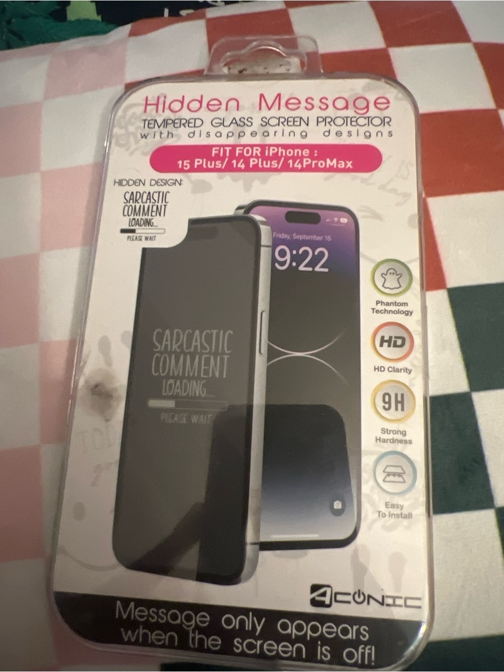 Hidden Message Tempered Glass Screen Protector for iPhone - Black
